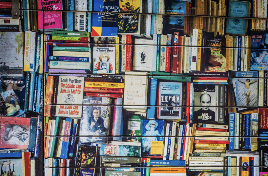 Bücherwand mit vielen Buchempfehlungen